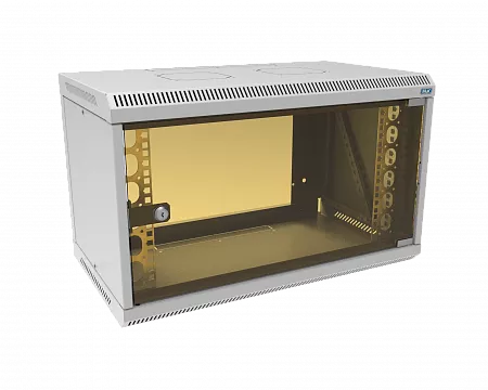 Шкаф телекоммуникационный настенный разборный МИКсистем 19" Lite 6U 600x350  дверь стекло серый