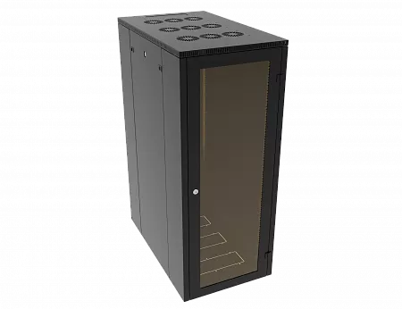 Шкаф телекоммуникационный напольный МИКсистем 19" серия ECO-L 27U 600*1000 дверь стекло черный